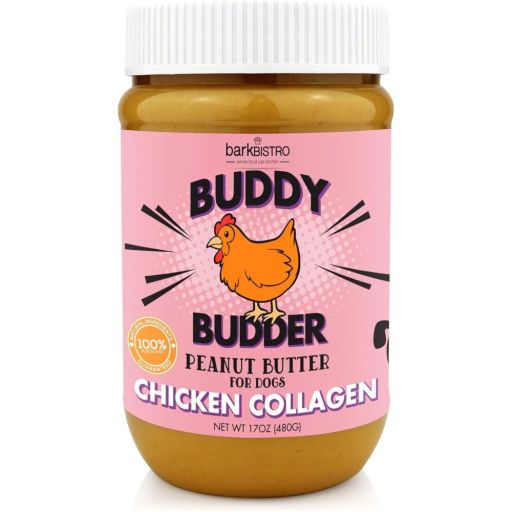 Bark Bistro Chicken Collagen Buddy Butter  100% Natural Dog Peanut Butter 17oz Jar