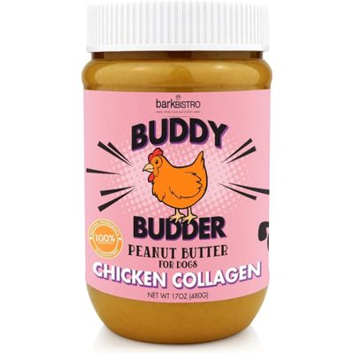 Bark Bistro Chicken Collagen Buddy Butter  100% Natural Dog Peanut Butter 17oz Jar