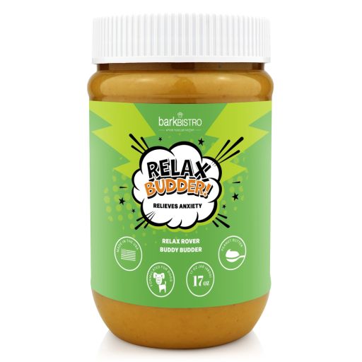 BUDDY BUDDER RELAXED ROVER (Calming)  100% Natural Dog Peanut Butter  Healthy Peanut Butter  Peanut Butter Dog Treats  Made in USA (17oz Jar)