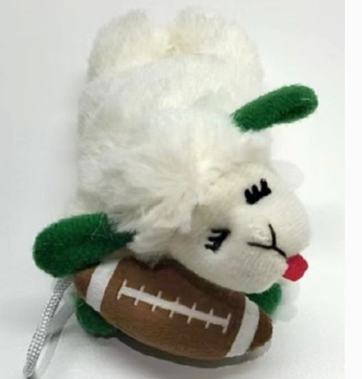 Multipet Tailgate Lamb Chop w/ Football Cat Toy 4&quot;