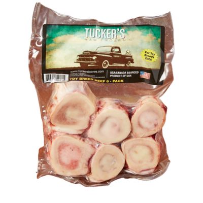 raw frozen beef bones food for toy breed dogs, 6-pack