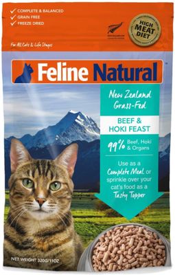 3 oz Feline Natural Grain Free Hoki Beef Cat Food Pouch
