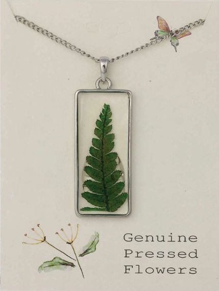 Cottage Floral Dried Fern Necklace