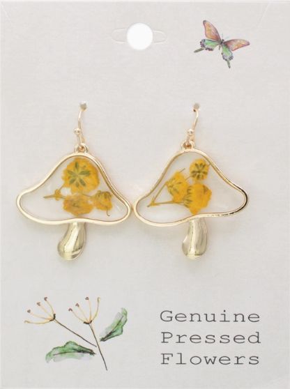 Vintage Toadstool Dried Flower Earrings