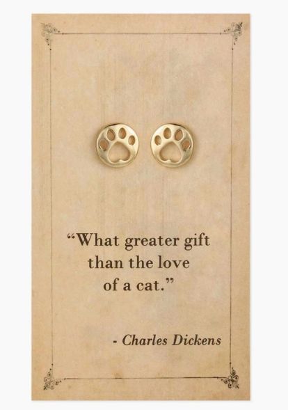 Literary Quotes Cat Post Earrings