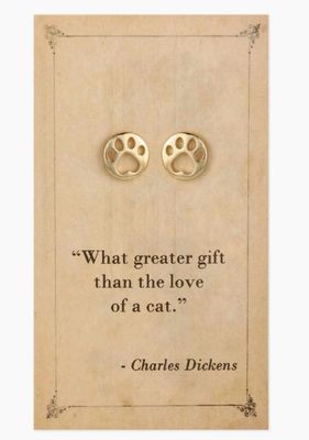 Literary Quotes Cat Post Earrings