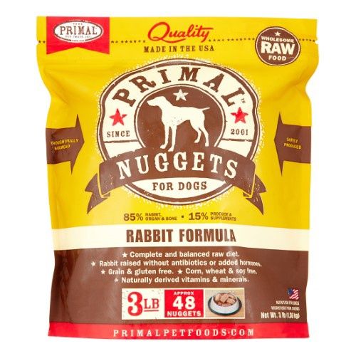 Primal Nuggets Rabbit Formula Frozen Dog Food, 3 Lb