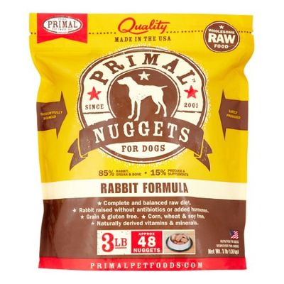 Primal Nuggets Rabbit Formula Frozen Dog Food, 3 Lb