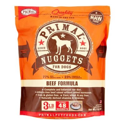 Primal Nuggets Beef Formula Frozen Dog Food, 3 Lb