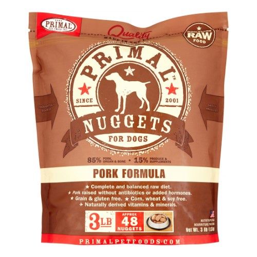 Primal Nuggets Pork Formula Raw Frozen Dog Food, 3 Lb