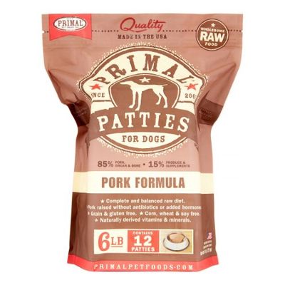Primal Pork Patties Raw Frozen Dog Food, 6 Lb