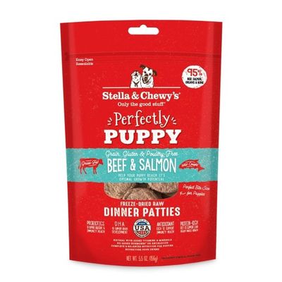 Stella &amp; Chewy&#39;s Perfectly Puppy Freeze Dried Raw Beef &amp; Salmon Dinner Patties Grain Free Dog Food - 5.5 Oz