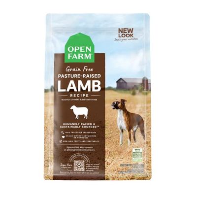 Open Farm Pasture-Raised Lamb Grain-Free Dry Dog Food, New Zealand Lamb Recipe with Non-GMO Superfoods and No Artificial Flavors or Preservatives, 4 L