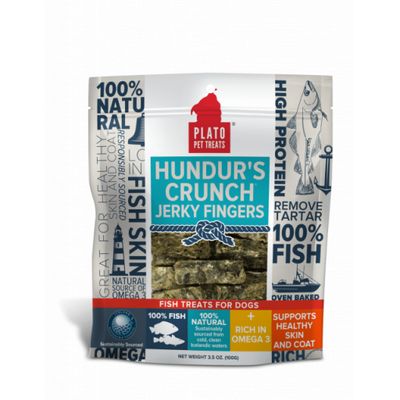 hundur's crunch fish jerky fingers dog treats, 3.5-oz