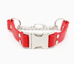 Waterproof Biothane Martingale Dog Collar Sr Buckle Pink/Red, Size: 22-26"