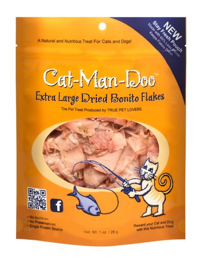 Cat-Man-Doo Extra Large Dried Bonito Flakes Cat Treats  1 oz. bag