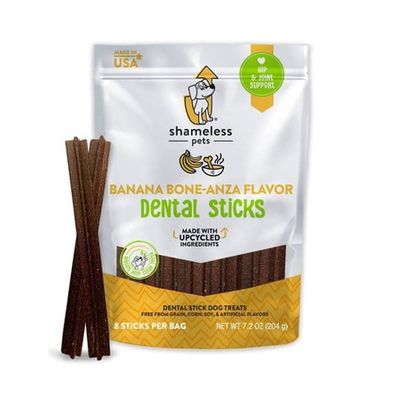 Shameless Pets 603714 7.2 oz Banana Bone-Anza Dental Stick Natural Dog Treats - Pack of 6