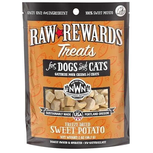Northwest Naturals Raw Rewards Freeze-Dried Sweet Potato Treats for Dogs and Cats - Bite-Sized Pieces - Healthy, 1 Ingredient, Human Grade Pet Food, a