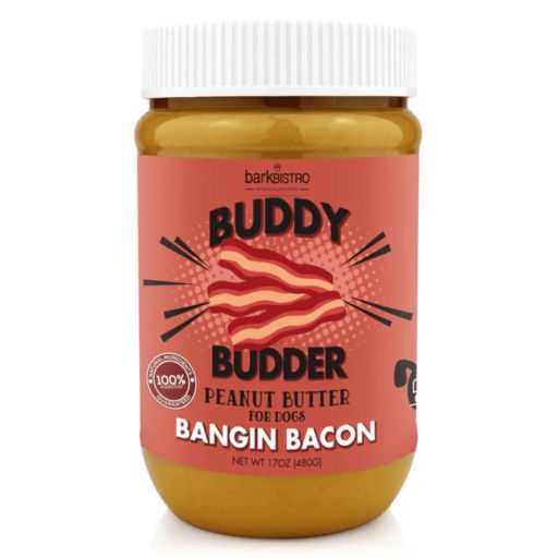 Bark Bistro Banging Bacon Buddy Butter  100% Natural Dog Peanut Butter 17oz jar