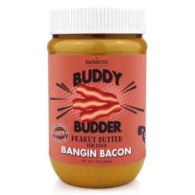 Bark Bistro Banging Bacon Buddy Butter  100% Natural Dog Peanut Butter 17oz jar