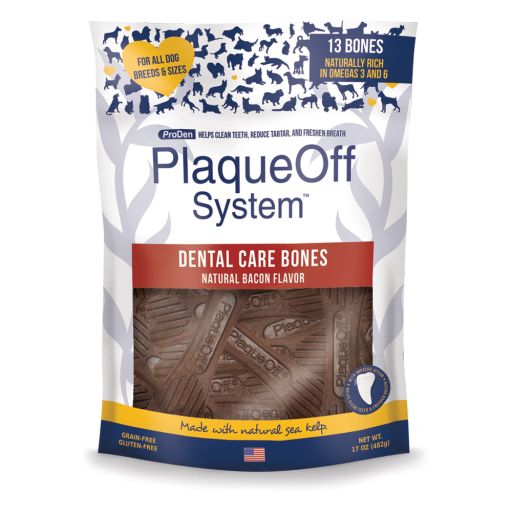 ProDen PlaqueOff System Dental Care Bones with Natural Bacon Flavor for Dogs 17 oz