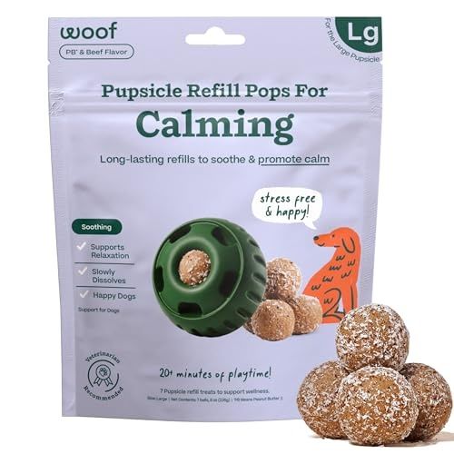WOOF Pupsicle Refill Pops for Calming - Calming Dog Treats - Long-Lasting Refills for the Pupsicle Toy to Promote Calm - Magnesium for Dogs- Large Pop