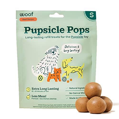WOOF Pupsicle Pops, Delicious Long Lasting Dog Treats, Refills for the Pupsicle, Pre-Made Refill Treats for Dogs, Natural Ingredients, Low-Mess Beef P