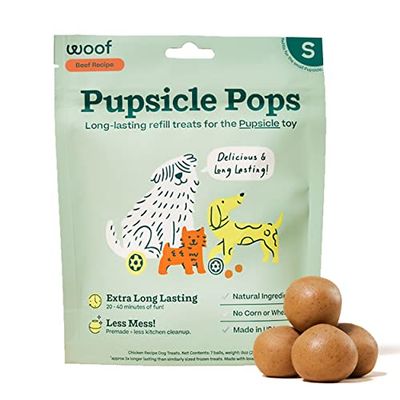WOOF Pupsicle Pops, Delicious Long Lasting Dog Treats, Refills for the Pupsicle, Pre-Made Refill Treats for Dogs, Natural Ingredients, Low-Mess Beef P