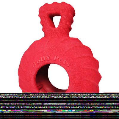 Jolly Pet Tuff Treader Durable Rubber Dog Toy  Red  4.5
