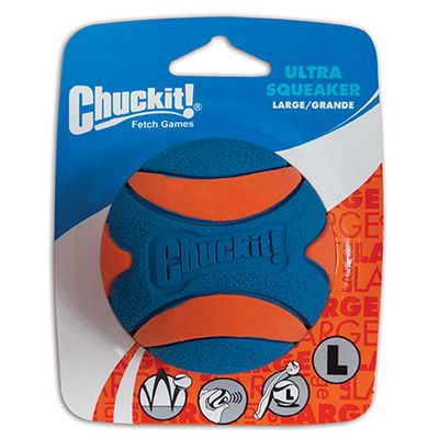 Chuckit! Ultra Squeaker Rubber Ball Fetch Dog Toy  Large (3 ) for Dogs 60-100 lb  Pack of 1