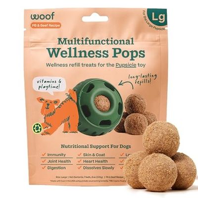 WOOF 5-in-1 Multifunctional Wellness Pops - Long-Lasting Multivitamin Refills for the Pupsicle Toy - with Vitamins a, B, D, Iron, Magnesium, and Fiber