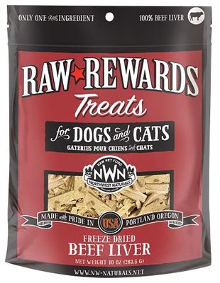 Northwest Naturals Raw Rewards Freeze-Dried Treats for Dogs and Cats – Beef Liver – Gluten-Free Pet Food, Cat Snacks, Dog Snacks – 10 Oz. (B07NPGZTTT)