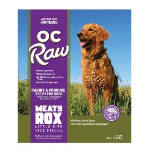 OC RAW DOG GRAIN FREE FROZEN MEATY ROX RABBIT &amp; PRODUCE 3LBS