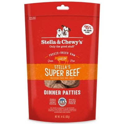 Freeze Dried Raw Dinner Patties High Protein Super Beef Recipe Dry Dog Food 14 Oz.