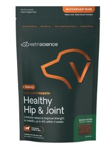 VETRISCIENCE DOG ULTIMATE STRENGTH HEALTHY HIP &amp; JOINT CHEWS BACON FLAVOR - 45 COUNT