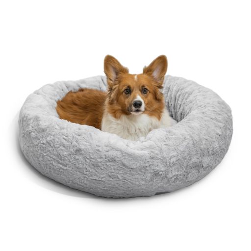 Best Friends by Sheri The Original Calming Donut Dog and Cat Bed in Lux Fur Gray  Medium 30 x30
