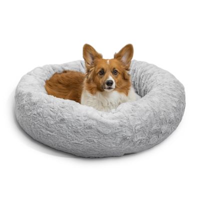 Best Friends by Sheri The Original Calming Donut Dog and Cat Bed in Lux Fur Gray  Medium 30 x30