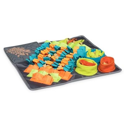 Messy Mutts Square 16” X 16” Forage Mat and Lick Mat with Non Slip Suction Cups | Stimulating Sniffing Interactive Puzzle for Dogs | Silicone Tria