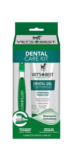 Vet s Best Dental Care Kit with Toothbrush and Gel for Dogs 1ea/Toothpaste: 3.5 oz