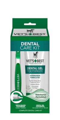 Vet s Best Dental Care Kit with Toothbrush and Gel for Dogs 1ea/Toothpaste: 3.5 oz
