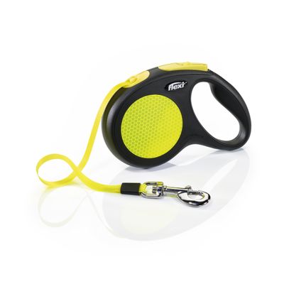 New Neon Reflective Tape Retractable Dog Leash 16' Ft. Medium, Yellow