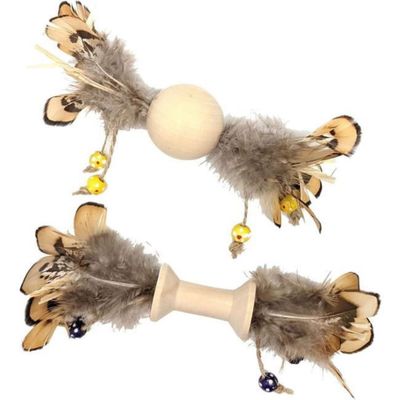 Spot Love The Earth Wood &amp; Feather Cat Toy  Assorted  1 Each/One Size