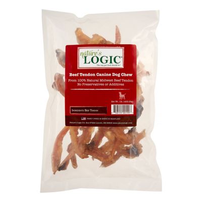 Nature's Logic Beef Tendon Dog Treats, 1-lb Bag