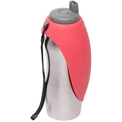 Stainless Travel Water Bottle with Silicone Flip Up Bowl 24oz 700ML Watermelon