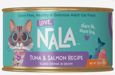 Love, Nala Flaked Tuna &amp; Salmon Recipe in Broth Adult Grain-Free Wet Cat Food