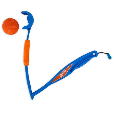 Chuckit! Fetch &amp; Fold 25M Ball Launcher Dog Toy  25  Handle  Includes Medium (2.5 ) Ball for Dogs 20-60 lb  Blue