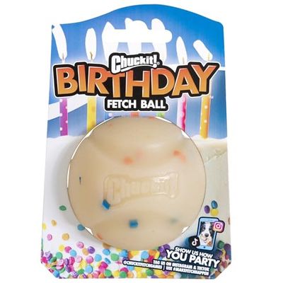 Chuckit! Birthday Fetch Ball, Medium (2.5 Inch Diameter), for Dogs 20-60 Lbs, Pack of 1