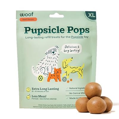 XL WOOF Pupsicle Pops, Delicious Long Lasting Dog Treats, Refills for the Pupsicle, Pre-Made Refill Treats for Dogs, Natural Ingredients, Low-Mess Beef P