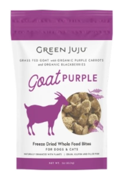 GREEN JUJU DOG &amp; CAT FREEZE-DRIED GRAIN FREE WHOLE FOOD BITE GOAT PURPLE TOPPERS 3OZ