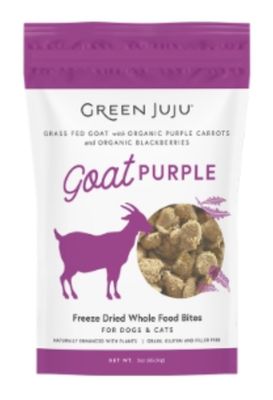 GREEN JUJU DOG &amp; CAT FREEZE-DRIED GRAIN FREE WHOLE FOOD BITE GOAT PURPLE TOPPERS 3OZ